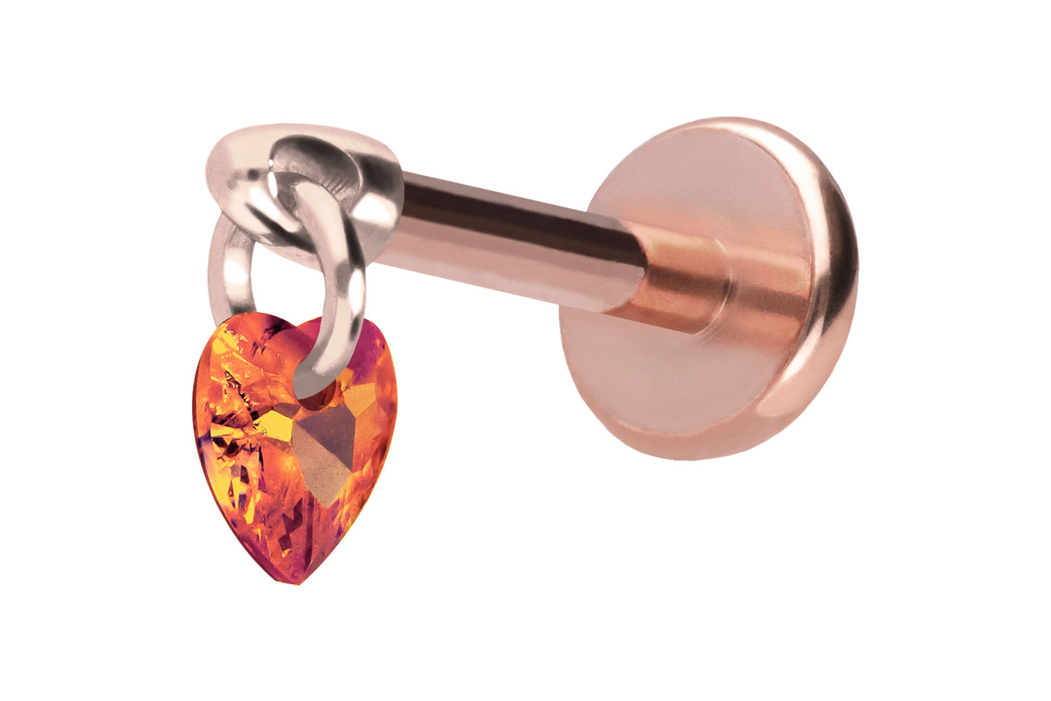 Titan Labret Piercing mit Push Fit KRISTALLHERZ